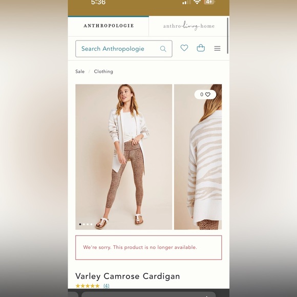 Varley Neutral Animal Print Cardigan - Picture 2 of 4